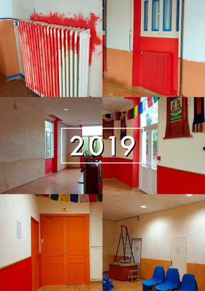Travaux dans la salle de méditation fin 2019